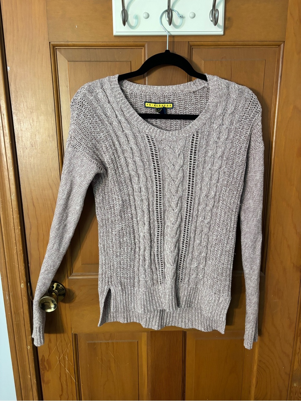 Prince & Fox Openwork Cable Knit Sweater in Taupe